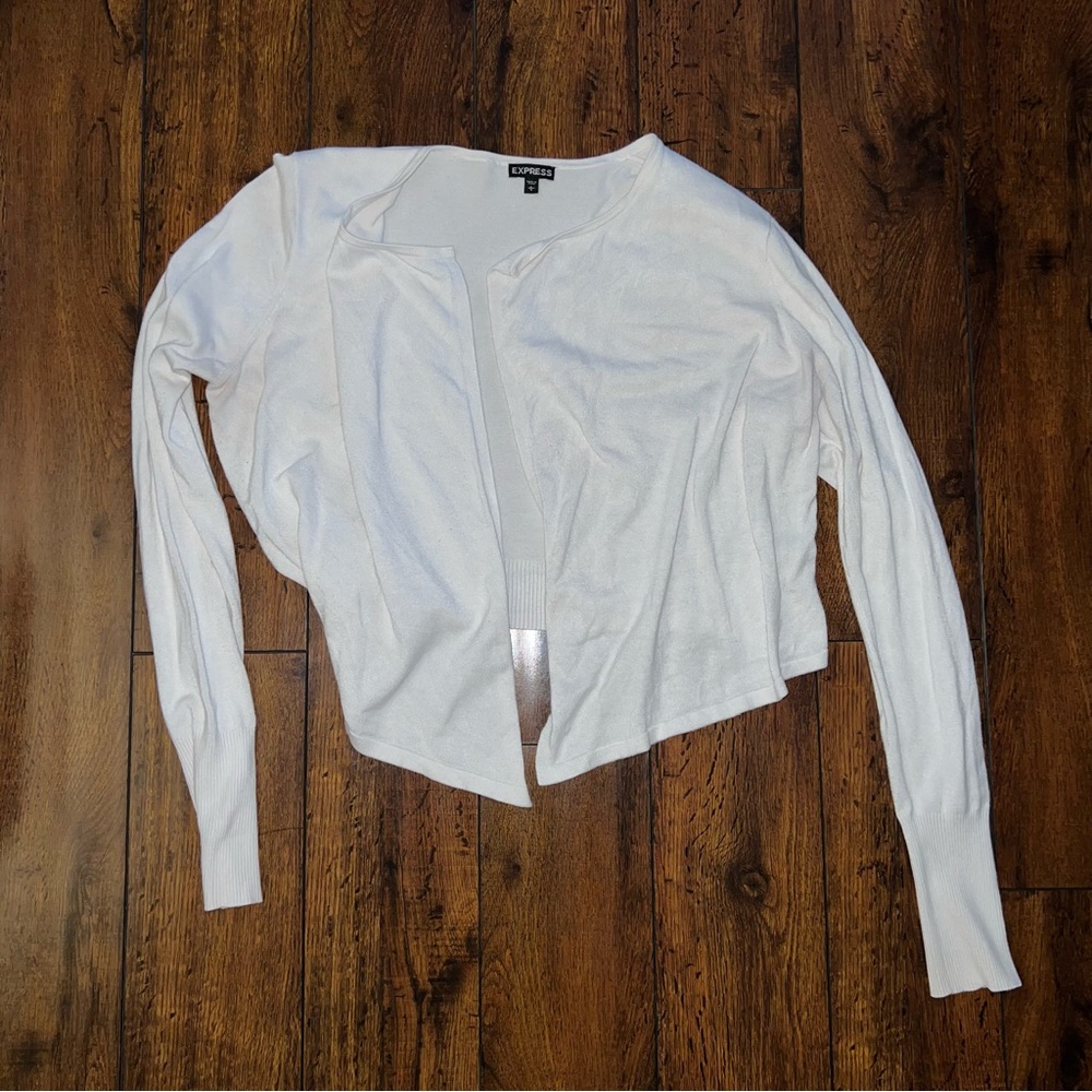 White Cropped Long Sleeve Sweater